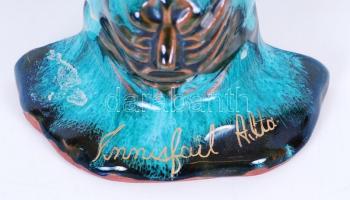 Indián totem, mázas kerámia / 
Indian totem, ceramic figure, 20cm