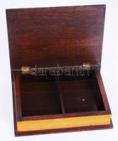 Cca 1930 kézzel készített fa kártyadoboz, 17×14 cm
