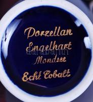 2db jelzett, aranyozott, kobalt vázácska / 
Echt Cobalt, little cobalt and gold plated porcelain vas...