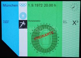 1972 München olimpiai futball belépőjegy, 11×15 /Olympic ticket