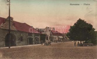 Homonna Main street, Hotel Lion, cigar and tobacco shop of Gyula Hossza