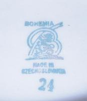 Háború előtti cseh porcelán étkészlet: Levesestál + 4 tál, 6 mély, 6 lapos, 4 süteményes tányér. Jó ...