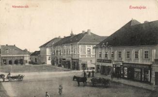 Érsekújvár Town hall square, the shops of Miksa Freund, Károly Bartlik and Ignác Schulcz