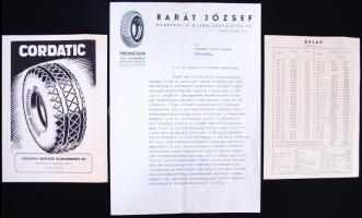 1947 Cordiatic reklám nyomtatvány tétel: fejléces levél, árlap, árlista