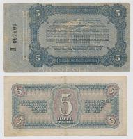 Orosz Polgárháború/ Ukrajna és Krím/ Odessza 1917. 5R T:III- + Szovjetunió 1938. 5R T:III
Russia/Civ...