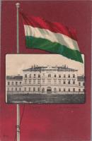 Kaposvár laktanya, magyar zászló litho