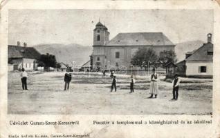 Garamszentkereszt market place, church