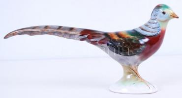 Bodrogkeresztúri kerámia fácán, jelzett, hibátlan, h:32 cm, m:16 cm /Ceramics pheasant, hand painted