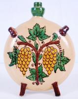 Badár Erzsi (1889-1985) jelzett, kézzel festett, mázas kerámia kulacs (lábain sérült) / 
Hand made, ...