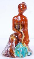 Melankólia, mázas kerámia figura / Melancholic Lady, glazed ceramic vase, 22cm