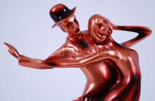 Art-deco stílusú táncoló pár, modern festett műanyag, hibátlan, m:29 cm