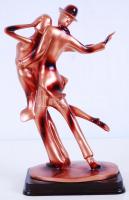 Art-deco stílusú táncoló pár, modern festett műanyag, hibátlan, m:29 cm