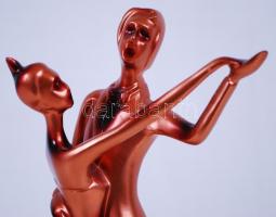 Art-deco stílusú táncoló pár, modern festett műanyag, hibátlan, m:29 cm