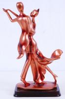 Art-deco stílusú táncoló pár, modern festett műanyag, hibátlan, m:29 cm