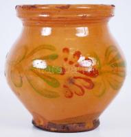 Kézzel festett, régi, mázas kerámia csupor / 
Vintage glazed ceramic jar, 12cm