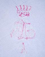 cca 1900 Damaszt abrosz hímzett nemesi címerrel / 
Damask tablecloth with embroidered coat of arms, ...