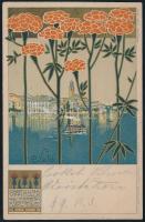 1899 Saló, Garda Lake ship company, Art Nouveau litho