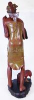 Keleti szent ember állatokkal, festett fából, faragott, hibátlan, m:86!! cm