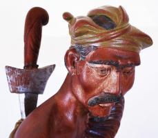 Keleti szent ember állatokkal, festett fából, faragott, hibátlan, m:86!! cm