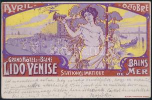 Venice Lido, Grand Hotel advertisement, Art Nouveau litho