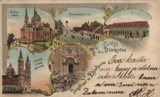 1898 Diakovár St. Peter Cathedral, Mansion street, litho (fa)