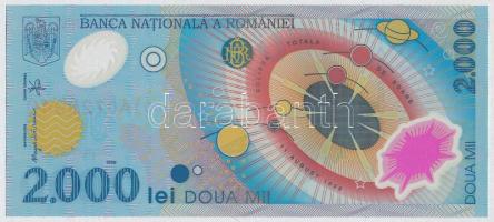 Románia 1999. 2000L "Napfogyatkozás" emléklapon T:I Romania 1999. 2000 Lei "Solar eclipse" in card with information C:Unc