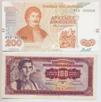 Görögország 1996. 200Dr T:I + Jugoszlávia 1955. 100D T:I- fo. Greece 1996. 200 Drachmai C:Unc + Yugoslavia 1955. 100 Dinara C:AU stained