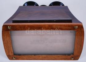 cca 1900 Nagyméretű, fa sztereokép-nézegető állítható lencsével, valamint egy képpel / 
Vintage wood...