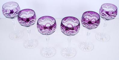 Ólomkristály boros készlet, több rétegű, jelzett, csiszolt, metszett, hibátlan, m:22 cm / Lead cryst...