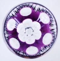 Ólomkristály boros készlet, több rétegű, jelzett, csiszolt, metszett, hibátlan, m:22 cm / Lead cryst...