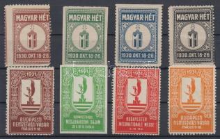 1930-1931 BNV Magyar Hét 2x 4 db-os levélzáró sor