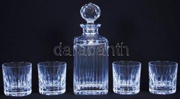 Kristály whiskys készlet, jelzett, 1mm csorba az egyik poháron, m:25 cm, m: 8 cm/ Crystal whiskey set