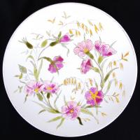 Fajansz virág mintás dísztányér, hibátlan , jelzett LNW, d:21 cm/ Faiance plate with flowers