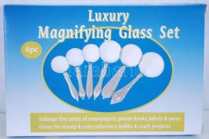 Igényes kivitelű 6 darabos nagyító szett eredeti dobozában 4x - 10x -ig