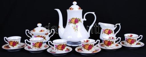 Román Regal márkájú mokkás készlet, jelzett, hibátlan, matricás/ Porcelain caffee set