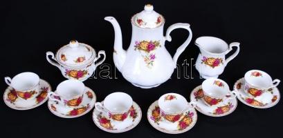 Román Regal márkájú mokkás készlet, jelzett, hibátlan, matricás/ Porcelain caffee set
