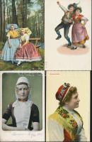 6 db régi, használatlan, jó állapotú folklórlap, benne egy litho / 6 unused, good condition folklore postcards, between them a litho