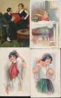 29 db régi művészi képeslap, közte Usabal, Feiertag, Clarence F. Underwood / 29 topic postcards, mainly Art