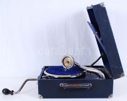 Limania Viva Reala hordozható gramofon 10db hozzá tartozó lemezzel, gramofontűkkel (javításra szorul...