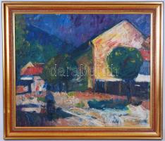 Moldován István (1911-2000): Utcarészlet. Olaj, vászon, jelzett, szép keretben 58×68 cm