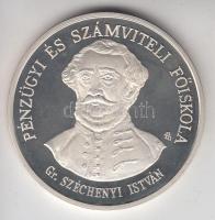 Bányai József (1933-) DN. "Pénzügyi és Számviteli Főiskola (PSZF) / Gr. Széchenyi István" Ag emlékérem (31.28g/0.925) T:PP Dísztokban