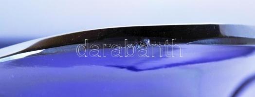 cca 1900 800-as tisztaságú, jelzett, áttört ezüst (Ag) kínáló kosárka eredeti, kék üvegbetéttel / 
P...