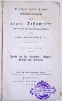 Stolz, Johann Jakob: Erlauterungen zum neuen Testamente... IV.-VI. Hefte. Hannover, 1809. Megviselt papírkötésben / In tattered paper binding