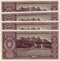 1945. 100P (4x) ebből 2db + 2db egymás utáni sorszámmal T:II Csak egyszer hajtva!