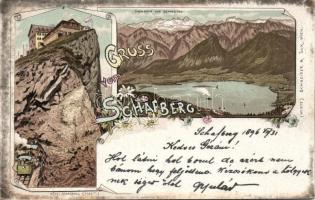 1896 (!) Schafberg, Hotel Schafberg and cogwheel train litho (EK)