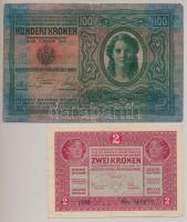 1917. 2K + 1912. 100K mindkettő "CSÁKVÁR MEZŐVÁROS" körbélyegzővel T:III