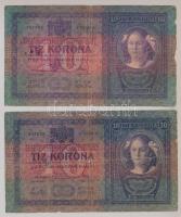 1904. 10K (2x) mindegyik "SHS" felülbélyegzéssel és bélyeggel T:III-,IV