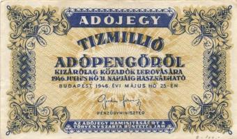 1946. 10.000AP-10.000.000AP (10x) 6klf névértékkel T:III