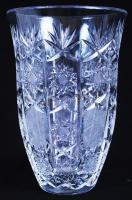 Ólomkristály váza, csiszolt, metszett, hibátlan, m:20 cm, d:13 cm / Lead crystal vase