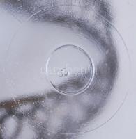 Kínáló kosár, alpakka hibátlan üveg betéttel, jelzett, m: 6 cm, d:10 cm / Alpaca with glass, basket ...